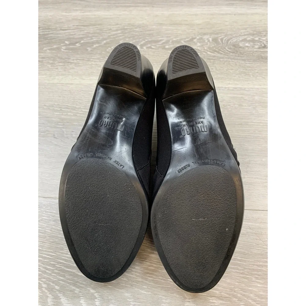 Munro American Women's Black Fabric Ankle Booties Side Zip Block Heel Size 5.5